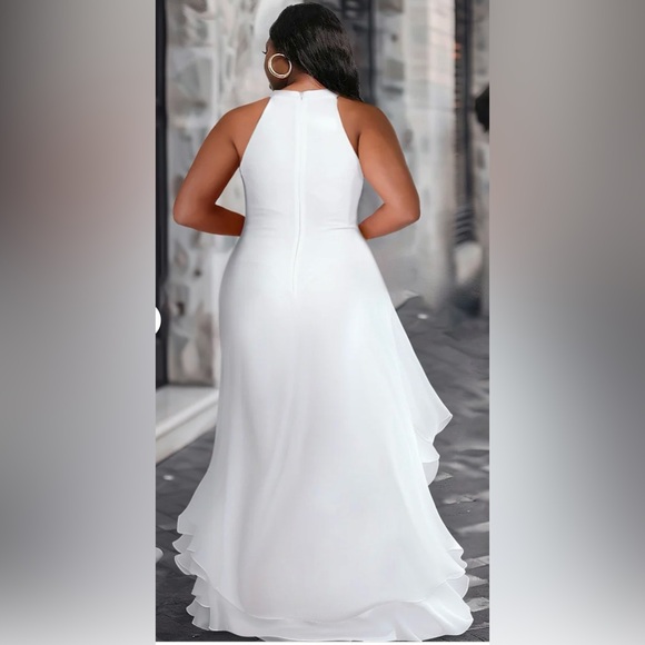NWT XPLUSWEAR Elegant White Ruffle Evening Dress - Picture 2 of 9